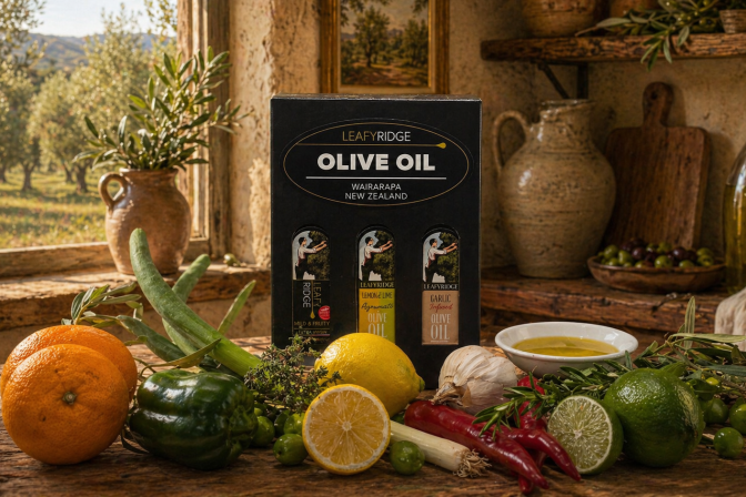Giftbox holds a Selection of three 100ml bottles of Leafyridge Oil image