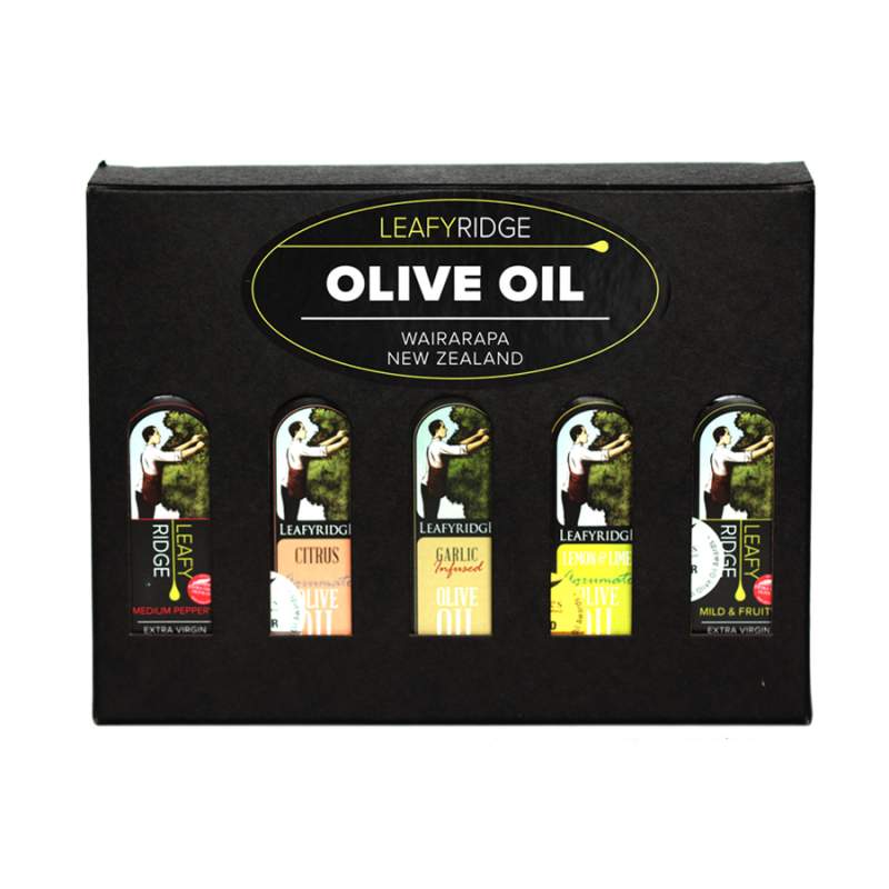 Giftbox holds a Selection of five 100ml bottles of Leafyridge Oil image